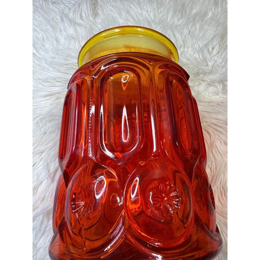 Vintage LE Smith Moon and Star Amberina Red UV Reactive Glass Canister Set 4pc